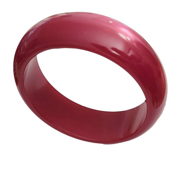 Pink Lucite Chunky Moonstone Bangle Bracelet - Picture 3 of 8